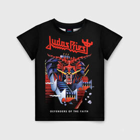 Детская футболка 3D с принтом Judas Priest , 100% гипоаллергенный полиэфир | прямой крой, круглый вырез горловины, длина до линии бедер, чуть спущенное плечо, ткань немного тянется | judas priest | metal | rock | группы | метал | музыка | рок | хард рок | хэви метал