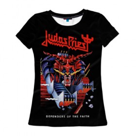 Женская футболка 3D с принтом Judas Priest , 100% полиэфир ( синтетическое хлопкоподобное полотно) | прямой крой, круглый вырез горловины, длина до линии бедер | Тематика изображения на принте: judas priest | metal | rock | группы | метал | музыка | рок | хард рок | хэви метал