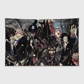 Флаг-баннер с принтом One Piece , 100% полиэстер | размер 67 х 109 см, плотность ткани — 95 г/м2; по краям флага есть четыре люверса для крепления | anime | asian | asiatic | big | cat | crow | giant | hat | huge | japonese | karasu | kyojin | manga | neko | one piece | oppai | oriental | power | powerful | tophat | weapon | woma | аниме | манга | япония
