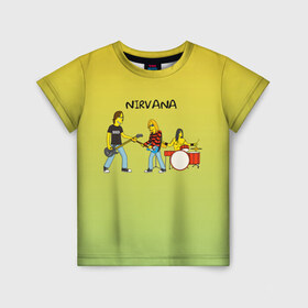 Детская футболка 3D с принтом Nirvana в стиле simpsons , 100% гипоаллергенный полиэфир | прямой крой, круглый вырез горловины, длина до линии бедер, чуть спущенное плечо, ткань немного тянется | Тематика изображения на принте: 