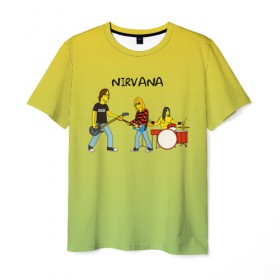 Мужская футболка 3D с принтом Nirvana в стиле simpsons , 100% полиэфир | прямой крой, круглый вырез горловины, длина до линии бедер | Тематика изображения на принте: 