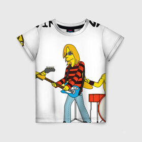 Детская футболка 3D с принтом Nirvana в стиле simpsons , 100% гипоаллергенный полиэфир | прямой крой, круглый вырез горловины, длина до линии бедер, чуть спущенное плечо, ткань немного тянется | nirvana | simpsons | барабаны | басы | гитара | курт | курт кобейн | музыканты | мультик | нирвана | рок | симпсоны
