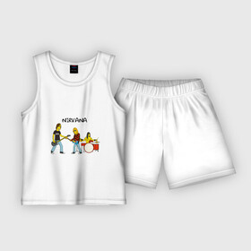 Детская пижама с шортами хлопок с принтом Nirvana в стиле simpsons ,  |  | nirvana | simpsons | барабаны | басы | гитара | курт | курт кобейн | музыканты | мультик | нирвана | рок | симпсоны