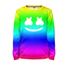 Детский лонгслив 3D с принтом Marshmello COLORS , 100% полиэстер | длинные рукава, круглый вырез горловины, полуприлегающий силуэт
 | christopher comstock | dj | marshmello | music | диджей | клубная музыка | клубняк | крис комсток | логотип | маршмэллоу | музыка