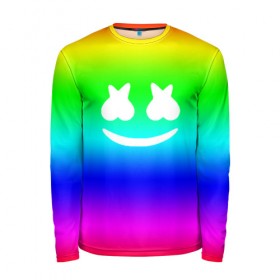 Мужской лонгслив 3D с принтом Marshmello COLORS , 100% полиэстер | длинные рукава, круглый вырез горловины, полуприлегающий силуэт | christopher comstock | dj | marshmello | music | диджей | клубная музыка | клубняк | крис комсток | логотип | маршмэллоу | музыка