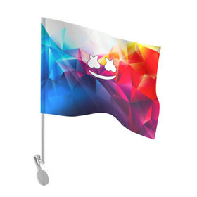 Флаг для автомобиля с принтом Marshmello , 100% полиэстер | Размер: 30*21 см | christopher comstock | dj | marshmello | music | диджей | клубная музыка | клубняк | крис комсток | логотип | маршмэллоу | музыка