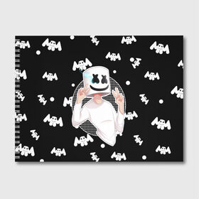 Альбом для рисования с принтом Marshmello , 100% бумага
 | матовая бумага, плотность 200 мг. | Тематика изображения на принте: alone | beautiful now | disc | dj | jockey | marshmallow | американский | диджей | дискотека | маршмэллоу | продюсер