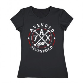 Женская футболка хлопок с принтом Avenged Sevenfold , 100% хлопок | прямой крой, круглый вырез горловины, длина до линии бедер, слегка спущенное плечо | a7x | avenged sevenfold | heavy metal | metal | группы | метал | музыка | прогрессивный метал | рок | хард рок | хэви метал
