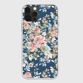 Чехол для iPhone 12 Pro Max с принтом Розовые розы , Силикон |  | bouquet | fashion | flora | flowers | illustra | nature | ornament | patterns | petals | pink | roses | style | youth | букет | графика | иллюстрация | картинка | лепестки | мода | молодежная | орнамент | природа | рисунок | розовые | розы | синий