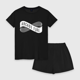 Женская пижама с шортиками хлопок с принтом Arcade Fire , 100% хлопок | футболка прямого кроя, шорты свободные с широкой мягкой резинкой | arcade fire | music | rock | арт рок | группы | инди | музыка | пост панк | рок