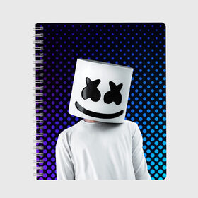 Тетрадь с принтом MARSHMELLO , 100% бумага | 48 листов, плотность листов — 60 г/м2, плотность картонной обложки — 250 г/м2. Листы скреплены сбоку удобной пружинной спиралью. Уголки страниц и обложки скругленные. Цвет линий — светло-серый
 | marsh | marshmallow | marshmello | marshmelo | mello | music | smile | диджей | лого | маршмеллов | маршмеллоу | маршмеллу | маршмело | маршмелов | маршмелоу | музыка | музыкант | рожица | трэп | улыбка | хаус