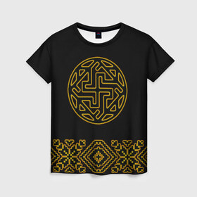 Женская футболка 3D с принтом символ валькирии , 100% полиэфир ( синтетическое хлопкоподобное полотно) | прямой крой, круглый вырез горловины, длина до линии бедер | ethnic | folk | runes | slav | валькирия | руны | русь | славяне | фолк | фольклор | этника | этно | язычество