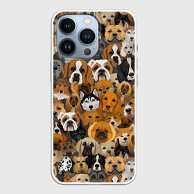 Чехол для iPhone 13 Pro с принтом Собаки ,  |  | Тематика изображения на принте: бульдог | вельшкорги | весёлые | гончая | графика | далматинец | добрые | домашние | животные | иллюстрация | картинка | кинолог | коллаж | колли | лайка | мастиф | мода | молодежная | п | пемброк