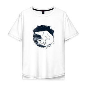 Мужская футболка хлопок Oversize с принтом Медведь скейтбордист , 100% хлопок | свободный крой, круглый ворот, “спинка” длиннее передней части | Тематика изображения на принте: 