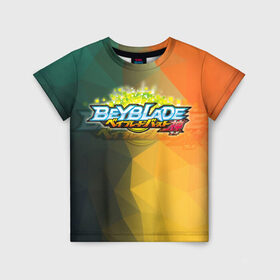 Детская футболка 3D с принтом beyblade логотип , 100% гипоаллергенный полиэфир | прямой крой, круглый вырез горловины, длина до линии бедер, чуть спущенное плечо, ткань немного тянется | beyblade | beyblade burst | tomy beyblade | бейблэйд бердс | бейблэйд берст