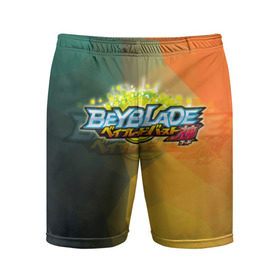 Мужские шорты 3D спортивные с принтом beyblade логотип ,  |  | beyblade | beyblade burst | tomy beyblade | бейблэйд бердс | бейблэйд берст