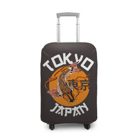 Чехол для чемодана 3D с принтом Токио , 86% полиэфир, 14% спандекс | двустороннее нанесение принта, прорези для ручек и колес | carp | city | country | fashio | fish | gold | great | hieroglyphs | japan | koi | sun | symbol | tokyo | акварель | большое | город | графика | золотая | иероглифы | иллюстрация | карп | картинка | кои | мода | рисунок | рыбка | символ | солнце
