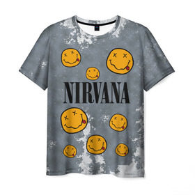 Мужская футболка 3D с принтом NIRVANA , 100% полиэфир | прямой крой, круглый вырез горловины, длина до линии бедер | nirvana | альтернативный рок | гранж | группа | курт кобейн | логотип нирвана | музыка | нирвана | песни | рок