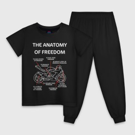 Детская пижама хлопок с принтом The anatomy of freedom , 100% хлопок |  брюки и футболка прямого кроя, без карманов, на брюках мягкая резинка на поясе и по низу штанин
 | анатомия | байкер | колёса | мотоцикл | свобода | скорость | схема