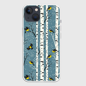 Чехол для iPhone 13 с принтом Синички на берёзах ,  |  | bir | birds | branches | fly | sit | tits | акварель | берёзы | ветки | графика | зима | идёт | иллюстрация | картинка | кузнечик | летят | мода | молодежная | мороз | новый год | птицы | рисунок | рождество | сидят | синий