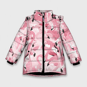 Зимняя куртка для девочек 3D с принтом Фламинго , ткань верха — 100% полиэстер; подклад — 100% полиэстер, утеплитель — 100% полиэстер. | длина ниже бедра, удлиненная спинка, воротник стойка и отстегивающийся капюшон. Есть боковые карманы с листочкой на кнопках, утяжки по низу изделия и внутренний карман на молнии. 

Предусмотрены светоотражающий принт на спинке, радужный светоотражающий элемент на пуллере молнии и на резинке для утяжки. | birds | drawing | fashion | feathers | flamingo | graphics | illustration | picture | pink | stand | style | wings | youth | графика | иллюстрация | картинка | клюв | красивые | крылья | мода | молодежная | перья | птицы | рисунок | розовый | стиль | стоя