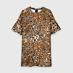 Детское платье 3D с принтом Леопард , 100% полиэстер | прямой силуэт, чуть расширенный к низу. Круглая горловина, на рукавах — воланы | camouflage | cat | disguise | fashion | illustration | jungle | leopard | predator | skin | spots | style | wild | youth | графика | джунгли | дикий | иллюстрация | камуфляж | картинка | кошка | леопард | маскировка | мода | молодежная | пятна | рисунок |