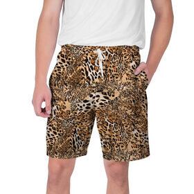 Мужские шорты 3D с принтом Леопард ,  полиэстер 100% | прямой крой, два кармана без застежек по бокам. Мягкая трикотажная резинка на поясе, внутри которой широкие завязки. Длина чуть выше колен | Тематика изображения на принте: camouflage | cat | disguise | fashion | illustration | jungle | leopard | predator | skin | spots | style | wild | youth | графика | джунгли | дикий | иллюстрация | камуфляж | картинка | кошка | леопард | маскировка | мода | молодежная | пятна | рисунок |