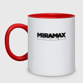 Кружка двухцветная с принтом MIRAMAX FILM , керамика | объем — 330 мл, диаметр — 80 мм. Цветная ручка и кайма сверху, в некоторых цветах — вся внутренняя часть | miramax film | киностудия | мирамакс | тарантино
