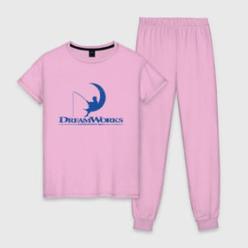 Женская пижама хлопок с принтом Dream Works , 100% хлопок | брюки и футболка прямого кроя, без карманов, на брюках мягкая резинка на поясе и по низу штанин | dream works | дрим воркс | шрек