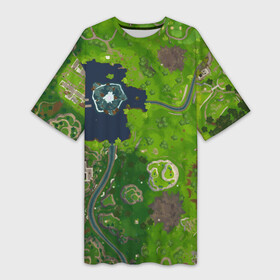 Платье-футболка 3D с принтом FORTNITE Map ,  |  | battle | boss | floss | fort | fortnite | game | games | island | lama | map | nite | pubg | royale | survival | битва | дроп | игра | игры | карта | королевская | лама | массакр | найт | остров | пабг | форт | фортнайт