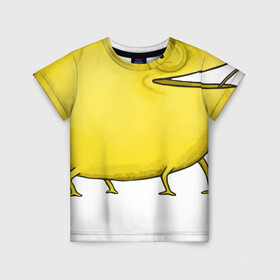 Детская футболка 3D с принтом Chamelemon , 100% гипоаллергенный полиэфир | прямой крой, круглый вырез горловины, длина до линии бедер, чуть спущенное плечо, ткань немного тянется | веточка | желтый | животные | земноводное | зоопарк | игра слов | кислый | лайм | лимон | лимончик | овощ | природа | фрукт | хамелеон | яркий