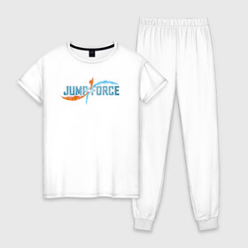 Женская пижама хлопок с принтом JUMP FORCE , 100% хлопок | брюки и футболка прямого кроя, без карманов, на брюках мягкая резинка на поясе и по низу штанин | 