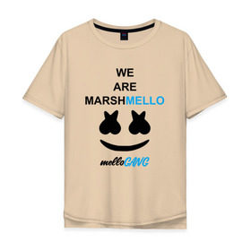 Мужская футболка хлопок Oversize с принтом Marshmello (MELLOGANG) , 100% хлопок | свободный крой, круглый ворот, “спинка” длиннее передней части | christopher comstock | dj | marshmello | mellogang | music | диджей | клубная музыка | клубняк | крис комсток | логотип | маршмеллоу | музыка