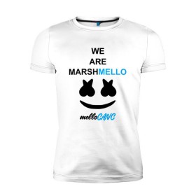 Мужская футболка премиум с принтом Marshmello (MELLOGANG) , 92% хлопок, 8% лайкра | приталенный силуэт, круглый вырез ворота, длина до линии бедра, короткий рукав | Тематика изображения на принте: christopher comstock | dj | marshmello | mellogang | music | диджей | клубная музыка | клубняк | крис комсток | логотип | маршмеллоу | музыка