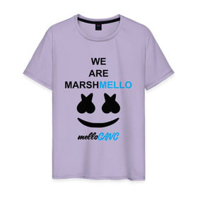 Мужская футболка хлопок с принтом Marshmello (MELLOGANG) , 100% хлопок | прямой крой, круглый вырез горловины, длина до линии бедер, слегка спущенное плечо. | Тематика изображения на принте: christopher comstock | dj | marshmello | mellogang | music | диджей | клубная музыка | клубняк | крис комсток | логотип | маршмеллоу | музыка