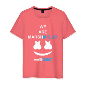 Мужская футболка хлопок с принтом Marshmello (MELLOGANG) , 100% хлопок | прямой крой, круглый вырез горловины, длина до линии бедер, слегка спущенное плечо. | christopher comstock | dj | marshmello | music | диджей | клубная музыка | клубняк | крис комсток | логотип | маршмеллоу | музыка
