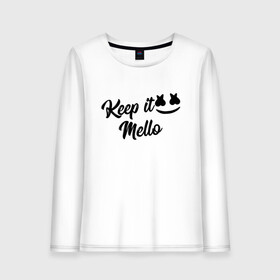 Женский лонгслив хлопок с принтом Keep it Mello (Marshmello) , 100% хлопок |  | christopher comstock | dj | keep | keep it mello | marshmello | mello | music | диджей | клубная музыка | клубняк | крис комсток | логотип | маршмеллоу | музыка