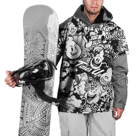 Накидка на куртку 3D с принтом Черно-Белое Граффити , 100% полиэстер |  | Тематика изображения на принте: street art | арт | банка | белый | кисти | краска | надпись | роспись | стена | стикербомбинг | улица | черный