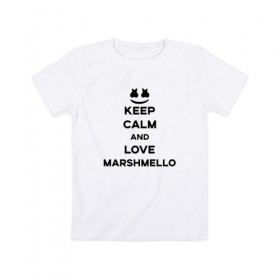 Детская футболка хлопок с принтом Marshmello , 100% хлопок | круглый вырез горловины, полуприлегающий силуэт, длина до линии бедер | 