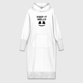 Платье удлиненное хлопок с принтом KEEP IT MELLO (Marshmello) ,  |  | christopher comstock | dj | keep it mello | marshmello | mello | music | диджей | клубная музыка | клубняк | крис комсток | логотип | маршмеллоу | музыка