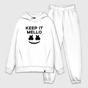 Мужской костюм хлопок OVERSIZE с принтом KEEP IT MELLO (Marshmello) ,  |  | christopher comstock | dj | keep it mello | marshmello | mello | music | диджей | клубная музыка | клубняк | крис комсток | логотип | маршмеллоу | музыка