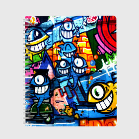Тетрадь с принтом GRAFFITI EXCLUSIVE , 100% бумага | 48 листов, плотность листов — 60 г/м2, плотность картонной обложки — 250 г/м2. Листы скреплены сбоку удобной пружинной спиралью. Уголки страниц и обложки скругленные. Цвет линий — светло-серый
 | Тематика изображения на принте: grafity | paint | street art | urban | город | граффити | искусство | кирпичи | краски | рисунки | стена | улицы | уличное искусство