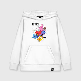 Детская толстовка хлопок с принтом BT21 Mascots , 100% хлопок | Круглый горловой вырез, эластичные манжеты, пояс, капюшен | bangtan boys | bt21mascots | bts | chimmy | cooky | koya | mang | rj | shooky | tata | van