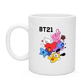 Кружка с принтом BT21 Mascots , керамика | объем — 330 мл, диаметр — 80 мм. Принт наносится на бока кружки, можно сделать два разных изображения | Тематика изображения на принте: bangtan boys | bt21mascots | bts | chimmy | cooky | koya | mang | rj | shooky | tata | van