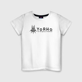 Детская футболка хлопок с принтом YoRHa Logo , 100% хлопок | круглый вырез горловины, полуприлегающий силуэт, длина до линии бедер | Тематика изображения на принте: nier automata | nier automata logo | yorha