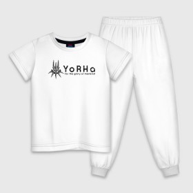 Детская пижама хлопок с принтом YoRHa Logo , 100% хлопок |  брюки и футболка прямого кроя, без карманов, на брюках мягкая резинка на поясе и по низу штанин
 | nier automata | nier automata logo | yorha