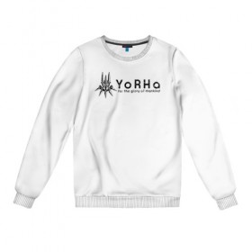 Женский свитшот хлопок с принтом YoRHa Logo , 100% хлопок | прямой крой, круглый вырез, на манжетах и по низу широкая трикотажная резинка  | nier automata | nier automata logo | yorha