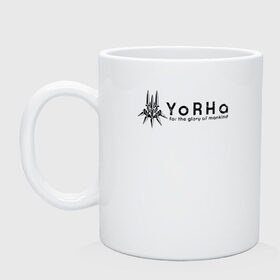 Кружка с принтом YoRHa Logo , керамика | объем — 330 мл, диаметр — 80 мм. Принт наносится на бока кружки, можно сделать два разных изображения | nier automata | nier automata logo | yorha