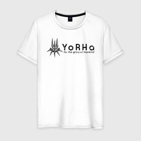 Мужская футболка хлопок с принтом YoRHa Logo , 100% хлопок | прямой крой, круглый вырез горловины, длина до линии бедер, слегка спущенное плечо. | nier automata | nier automata logo | yorha