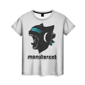 Женская футболка 3D с принтом Monstercat , 100% полиэфир ( синтетическое хлопкоподобное полотно) | прямой крой, круглый вырез горловины, длина до линии бедер | monstercat | клуб | клубная музыка | кот | котенок | кошка | лейбл | монстар | монстар кет | монстер | музыка | танцевальная музыка | электронная | электронная музыка